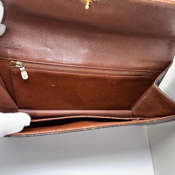 Louis Vuitton PM Clutch Bag Monogram Pochette Dame 29 GM Leather Trim Brown OS - Picture 9 of 12